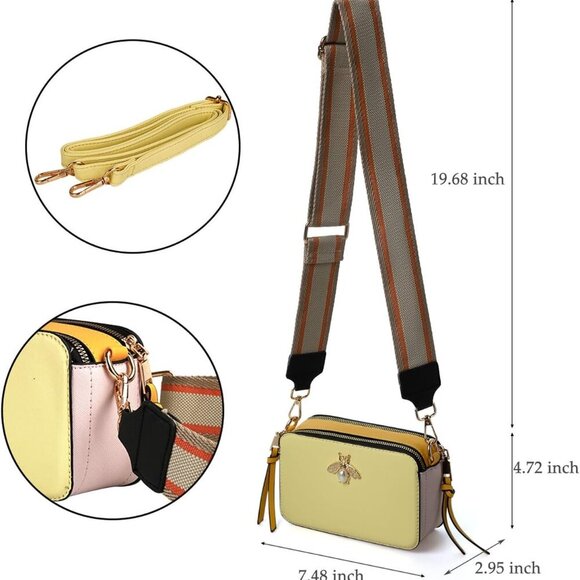 Bee Purse Camera Crossbody Bags for Women Trendy Small Snapshot Bag Wide Strap L - Picture 3 of 6